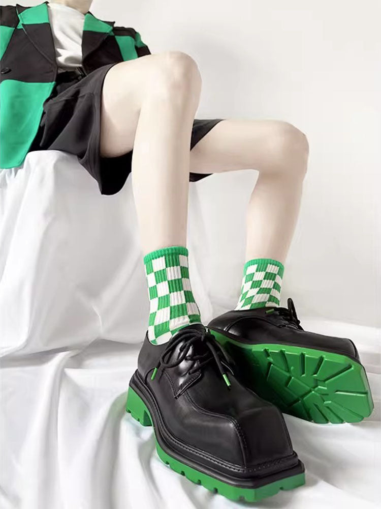 square toe thick sole shoes