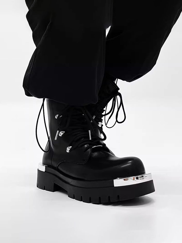 Zip motorcycle boots dark work boots