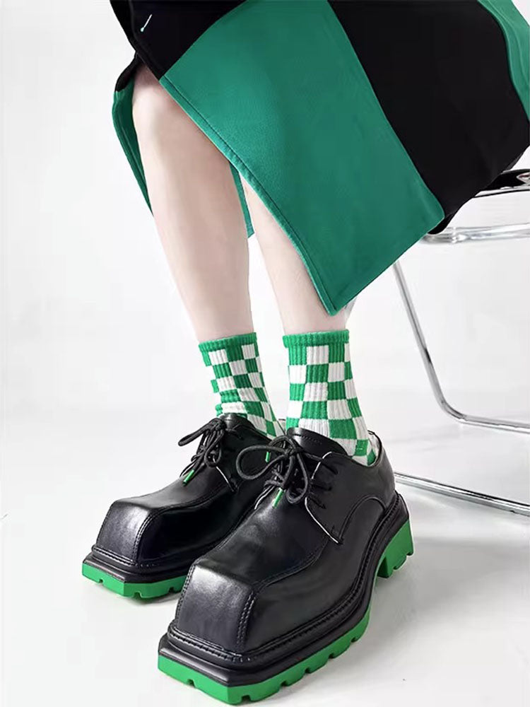 square toe thick sole shoes