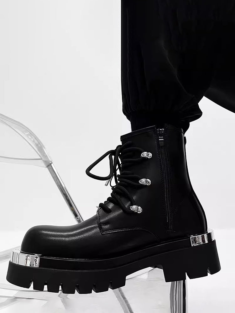 Zip motorcycle boots dark work boots