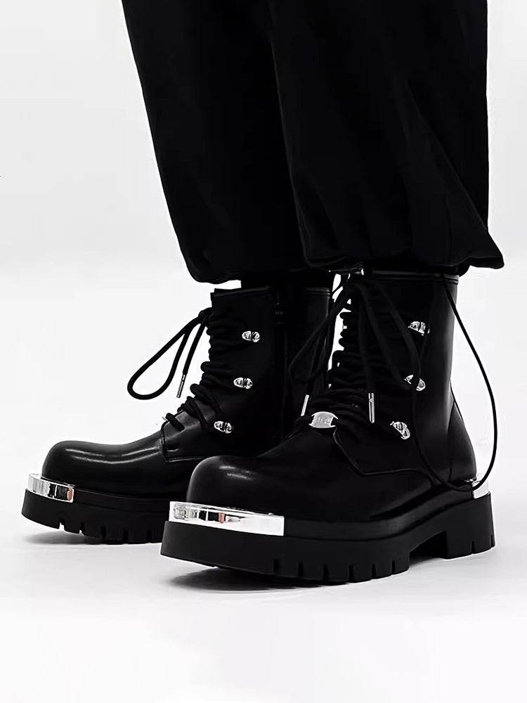 Zip motorcycle boots dark work boots