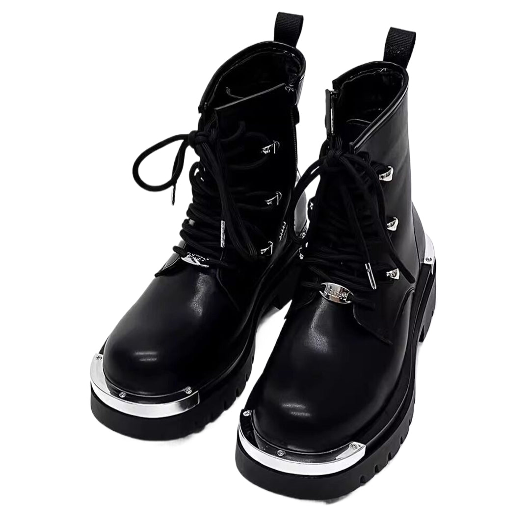 Zip motorcycle boots dark work boots