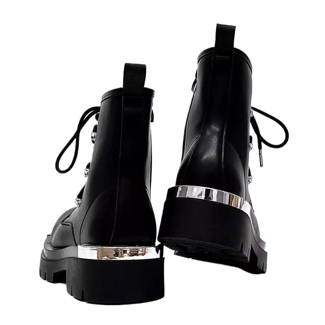 Zip motorcycle boots dark work boots