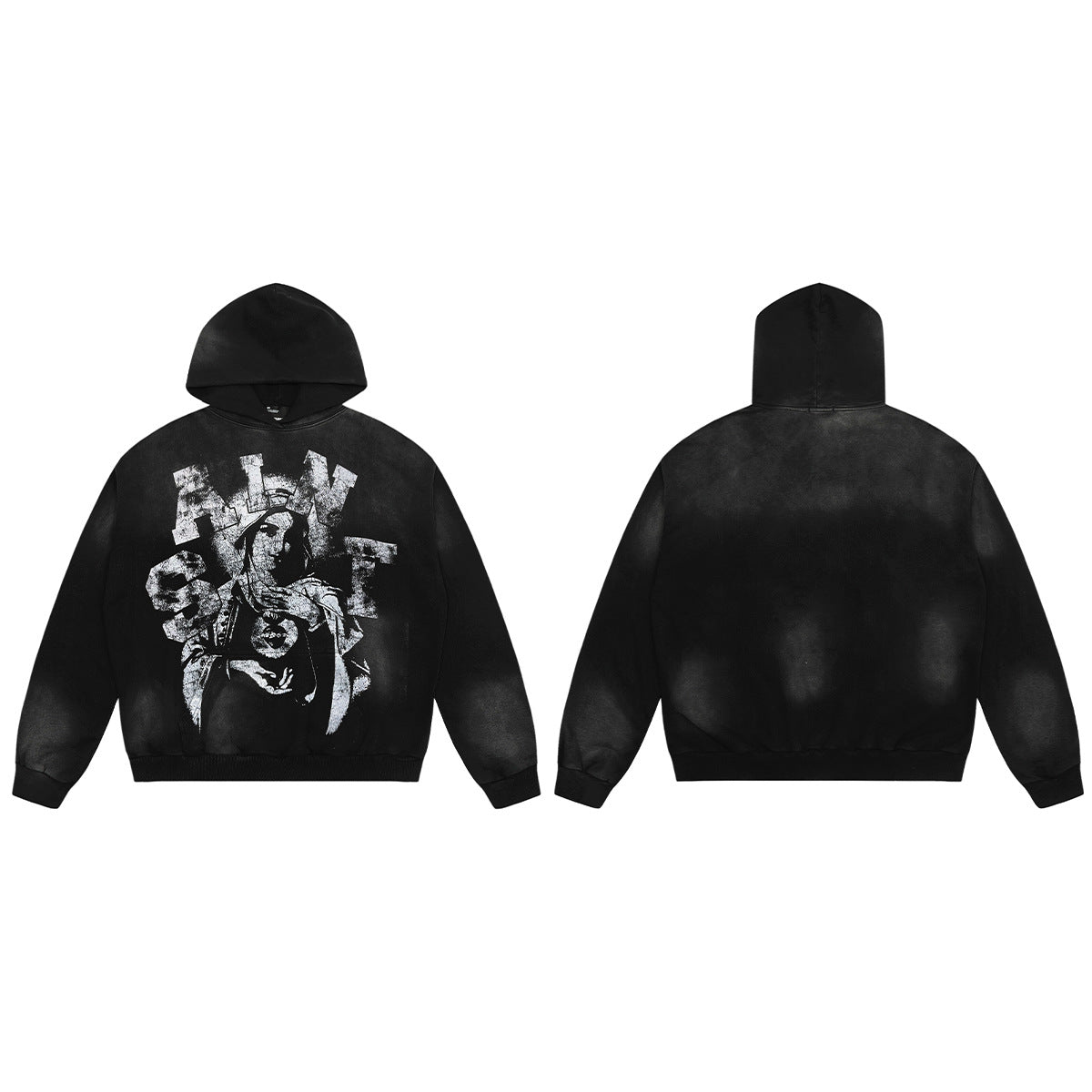 New-Saint Michael Black Prints Hoodie