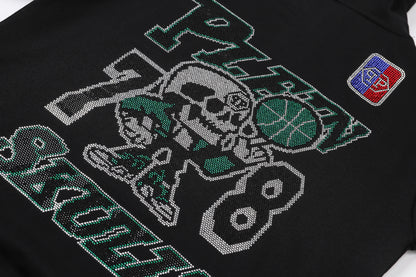 New- 2025ss Black Skull Hoodie