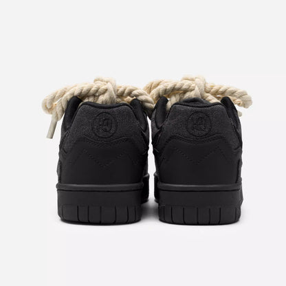 Thick-soled hemp rope black shoes
