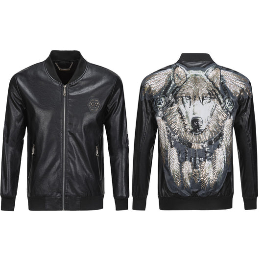 New- Printed Genuine leather Jacket