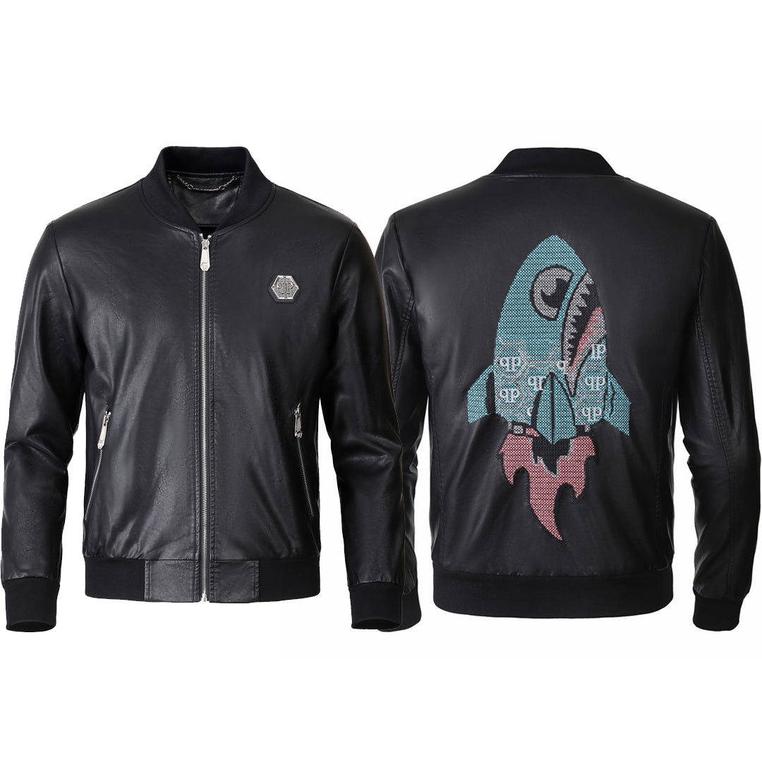 New- Printed Genuine leather Jacket