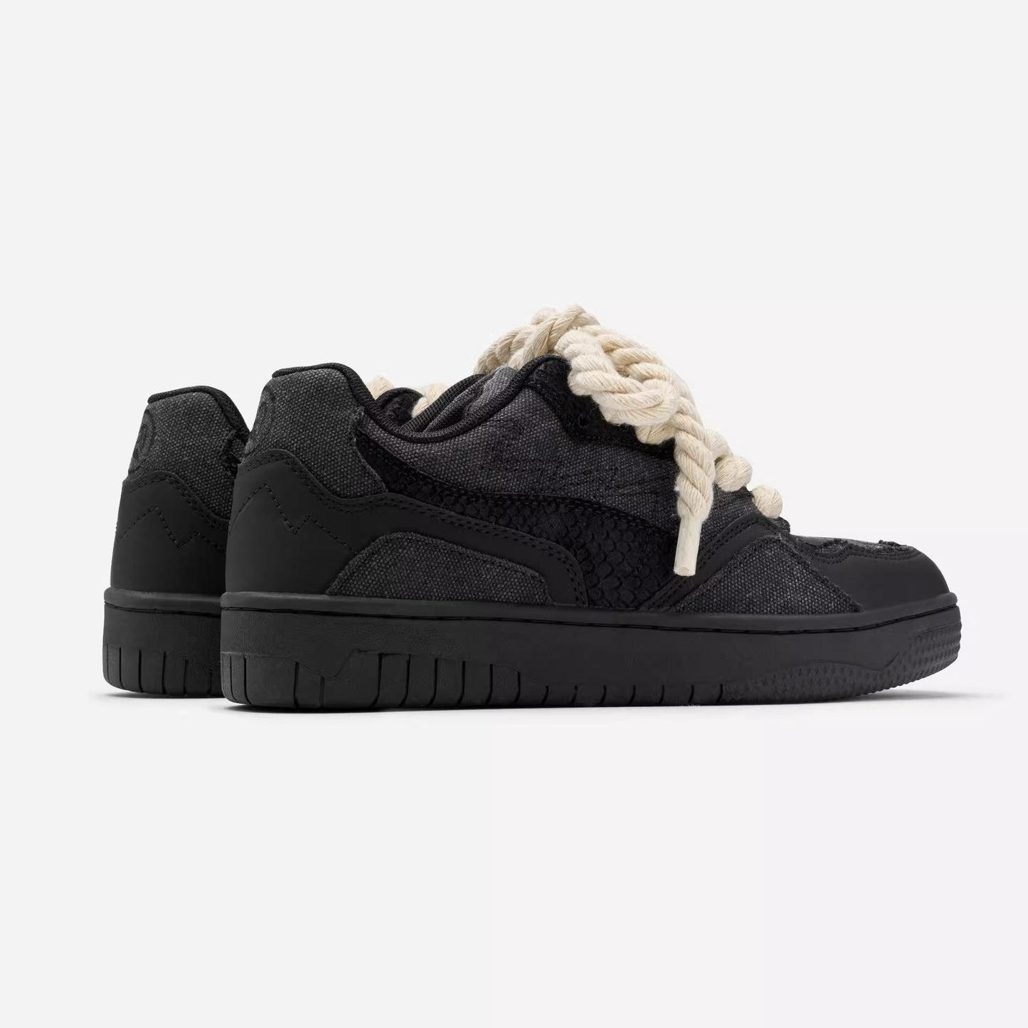 Thick-soled hemp rope black shoes