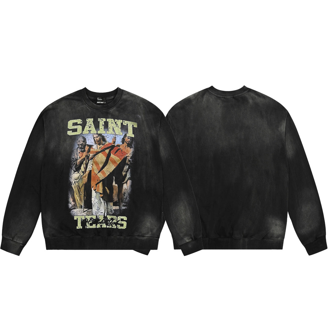 New-Saint Michael 24ss Black Prints Sweatshirt