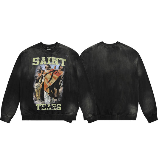 New-Saint Michael 24ss Black Prints Sweatshirt