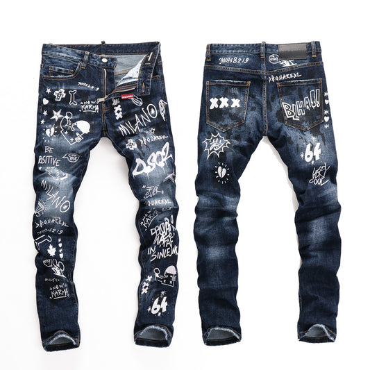 DSQ2 Neue elastische waschbare Löcher Jeans