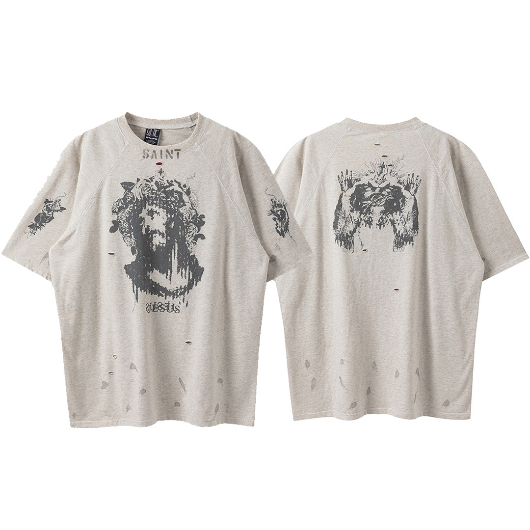 New-Saint Michael 2024ss Hole T-shirt
