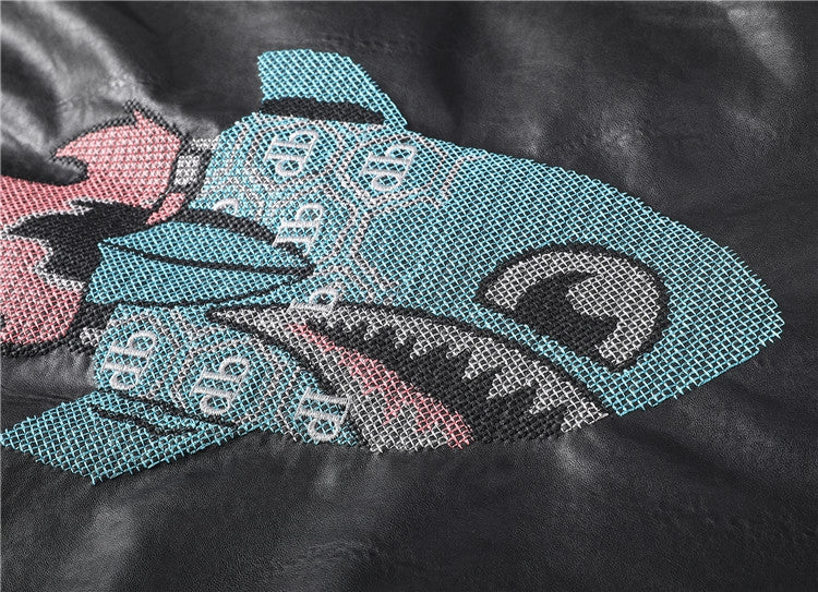 New- Printed Genuine leather Jacket