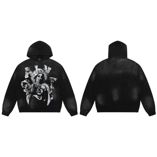 New-Saint Michael Black Prints Hoodie