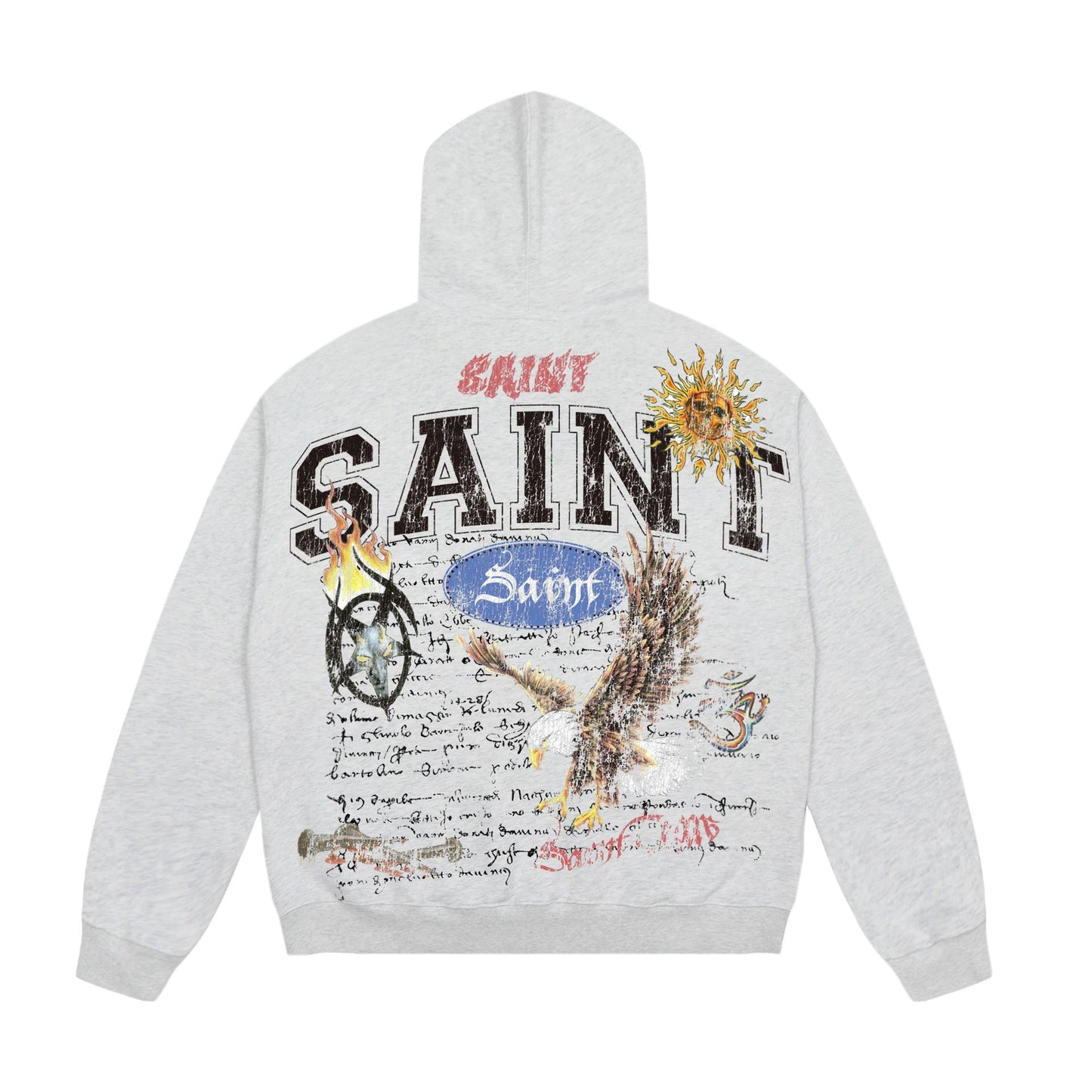 New-Saint Michael Gray Prints Hoodie